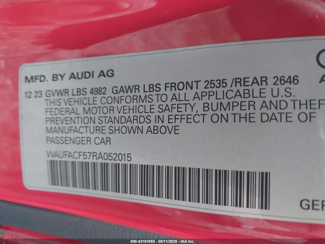 2024 AUDI A5 SPORTBACK WAUFACF57RA052015 Photo 8