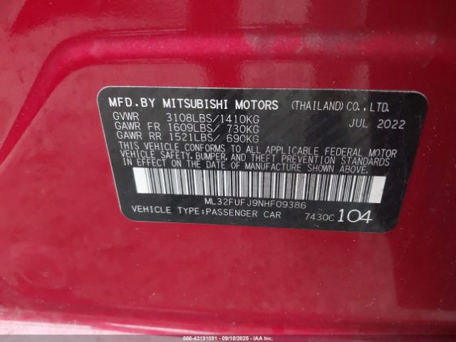 2022 MITSUBISHI MIRAGE G4 ML32FUFJ9NHF09386 Photo 8