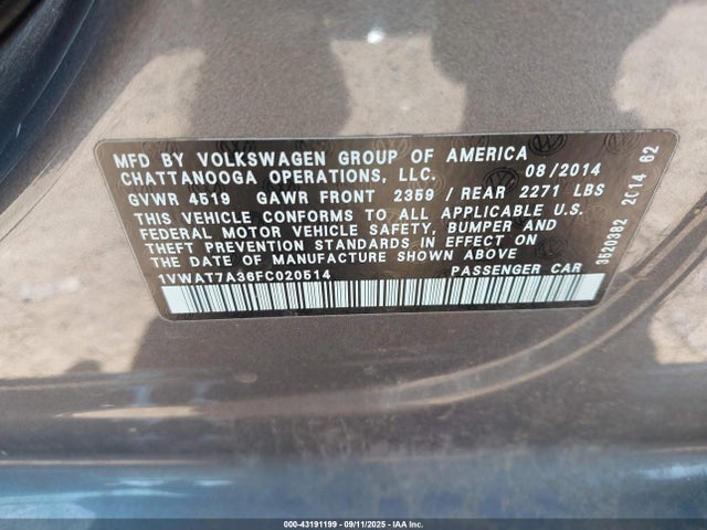 Volkswagen 2015 2015 1VWAT7A36FC020514 Image 9