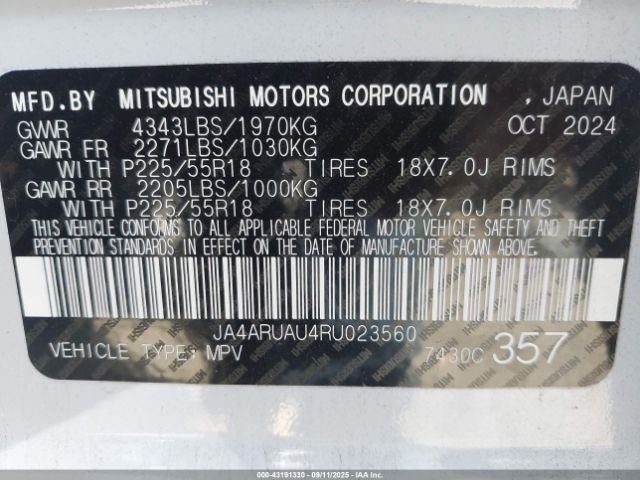 2024 MITSUBISHI OUTLANDER SPORT JA4ARUAU4RU023560 Photo 8
