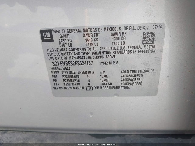 2015 CADILLAC SRX 3GYFNBE32FS524157 Photo 8