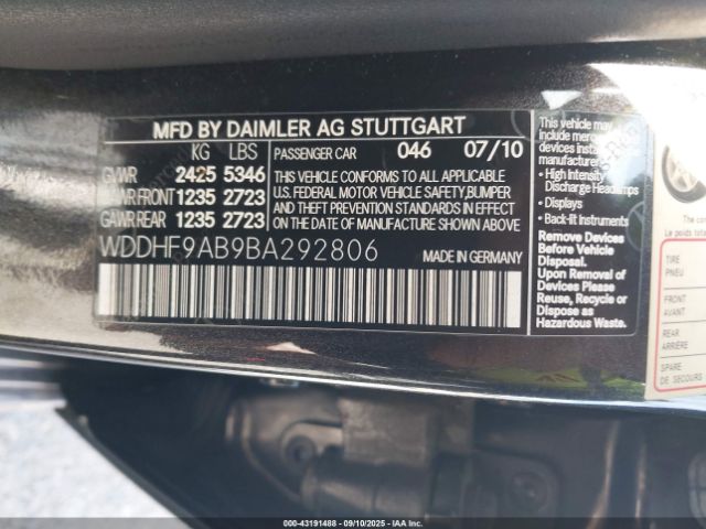 2011 MERCEDES-BENZ E 550 WDDHF9AB9BA292806 Photo 8