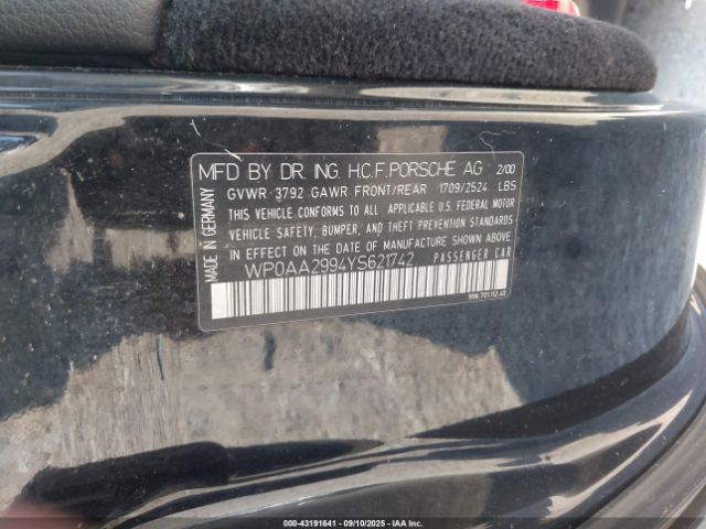 2000 PORSCHE 911 WP0AA2994YS621742 Photo 8