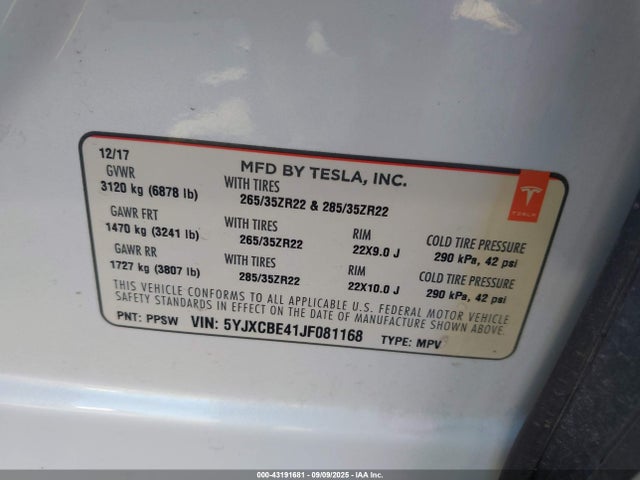 2018 TESLA MODEL X 5YJXCBE41JF081168 Photo 8