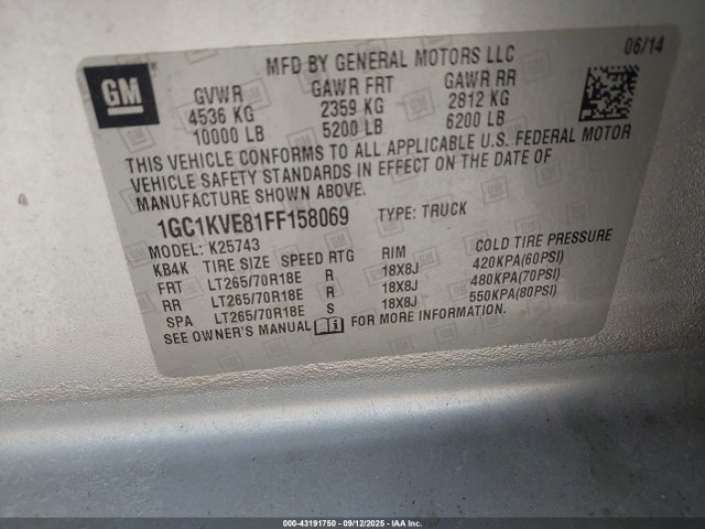 1GC1KVE81FF158069 Chevrolet lml