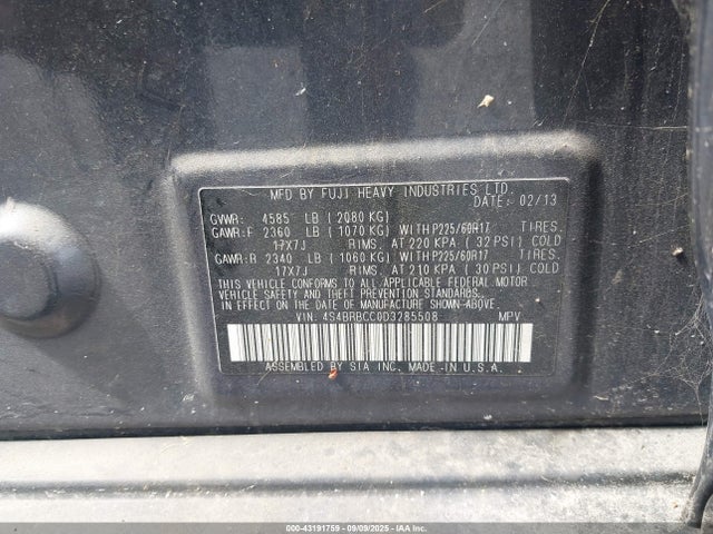 Продаж на аукціоні авто 2013 Subaru Outback 2.5i Premium, vin: 4S4BRBCC0D3285508, номер лоту: 43191759