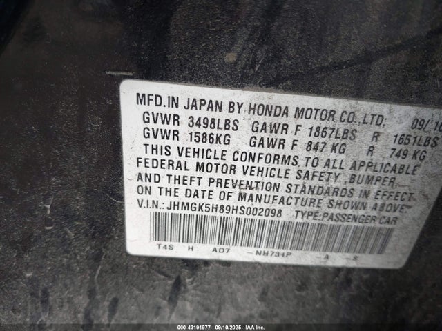 JHMGK5H89HS002098 Honda l15b1/l15b3