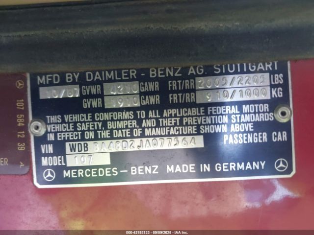 1988 MERCEDES-BENZ 560 WDBBA48D2JA077564 Photo 8