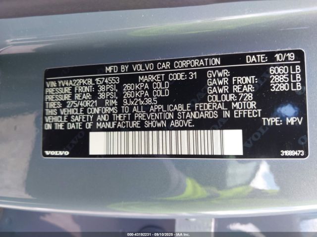 2020 VOLVO XC90 YV4A22PK8L1574553 Photo 8