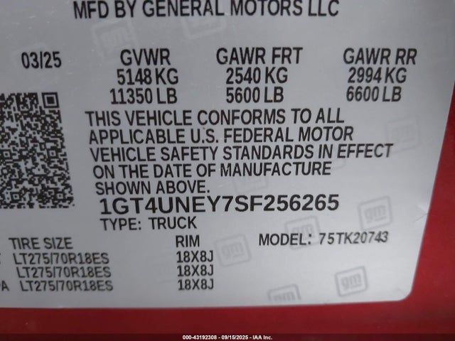 GMC l5p 2025 1GT4UNEY7SF256265 Image 8