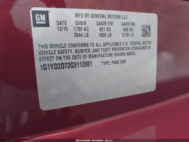 2016 CHEVROLET CORVETTE 1G1YD2D72G5112881 Photo 8