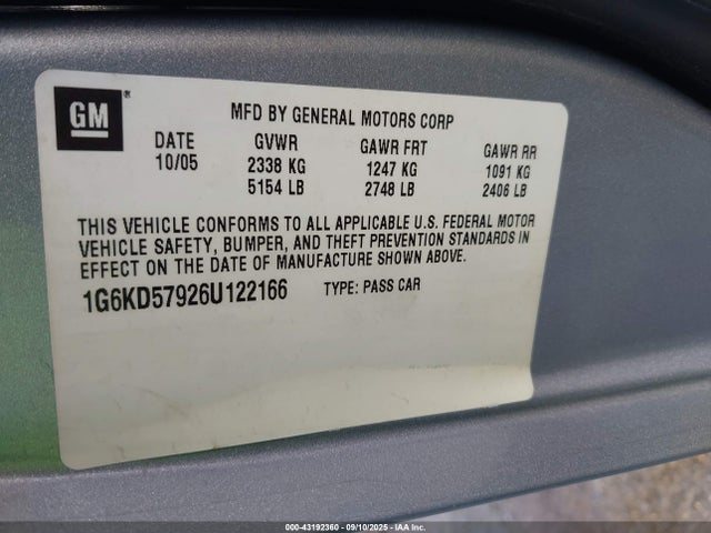 2006 CADILLAC DTS 1G6KD57926U122166 Photo 8