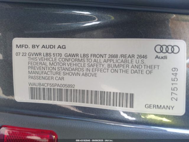 2023 AUDI S5 SPORTBACK WAUB4CF55PA005892 Photo 8