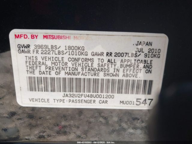 2011 MITSUBISHI LANCER JA32U2FU4BU001200 Photo 8
