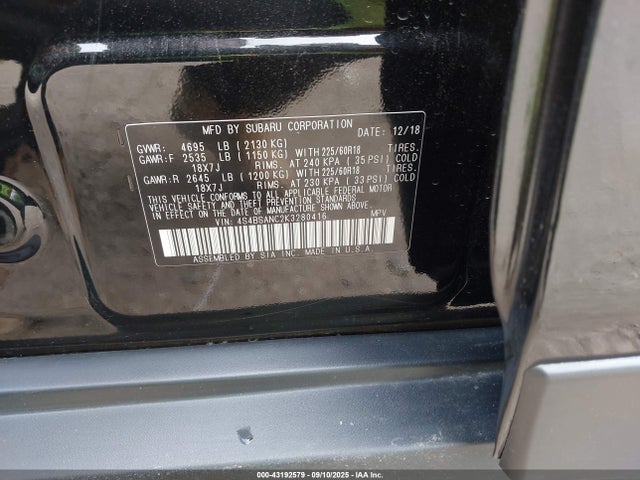 Subaru na u5 2019 4S4BSANC2K3280416 Image 9