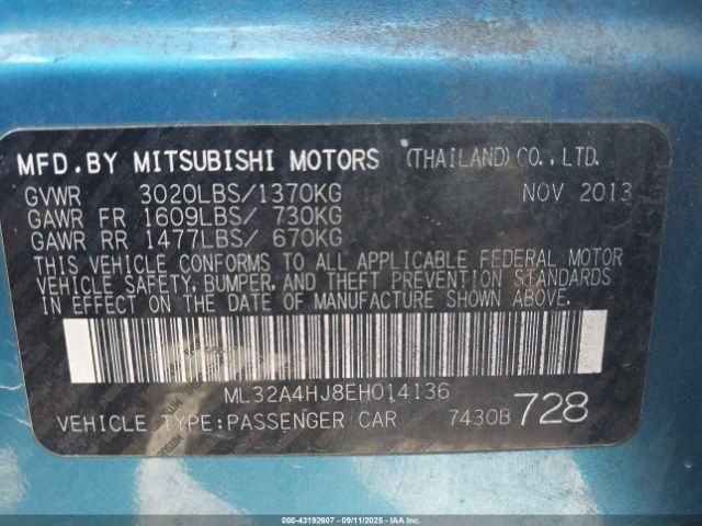2014 MITSUBISHI MIRAGE ML32A4HJ8EH014136 Photo 8