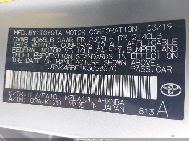 JTNK4RBE1K3053670 Toyota m20a-fks