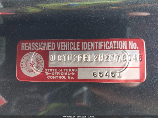 43192720 :رقم المزاد ، 1GTU9FEL2NZ176046 vin ، 2022 Gmc Sierra 1500 Limited 4wd  Short Box Denali مزاد بيع