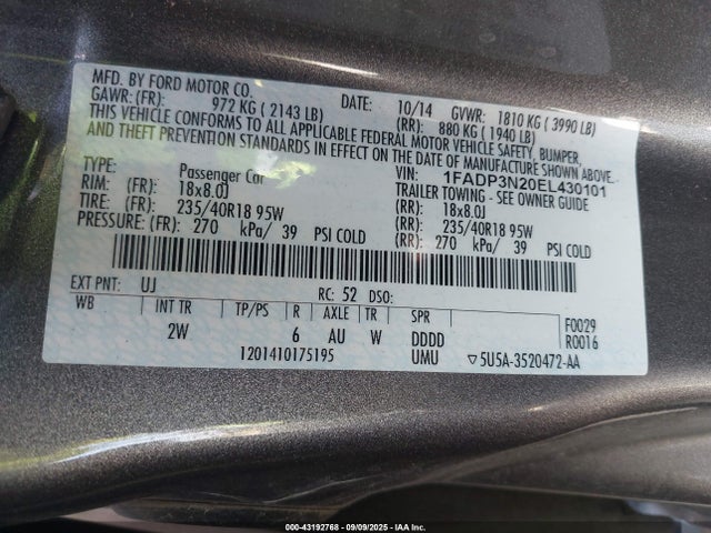 Ford 2014 2014 1FADP3N20EL430101 Image 9