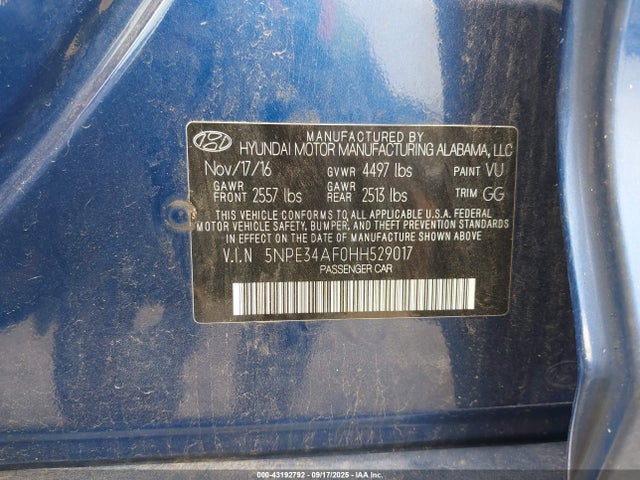 Hyundai Sonata 2017 5NPE34AF0HH529017 Image 9