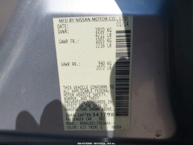 Nissan 2014 2014 1N4AL3AP7EN343798 Image 9