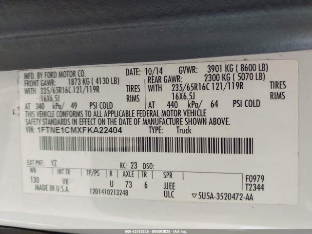 1FTNE1CMXFKA22404 Ford Transit-150