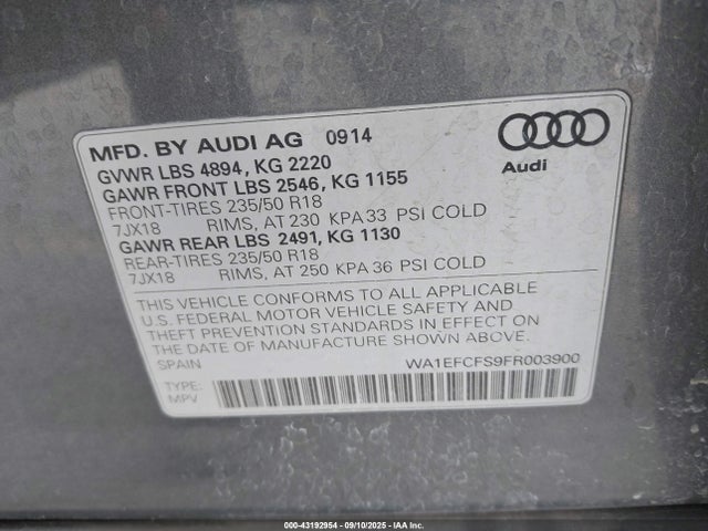 2015 AUDI Q3 WA1EFCFS9FR003900 Photo 8