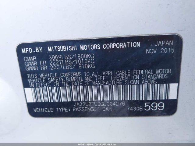2016 MITSUBISHI LANCER JA32U2FU9GU004276 Photo 8