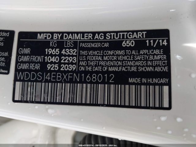 2015 MERCEDES-BENZ CLA 250 WDDSJ4EBXFN168012 Photo 8