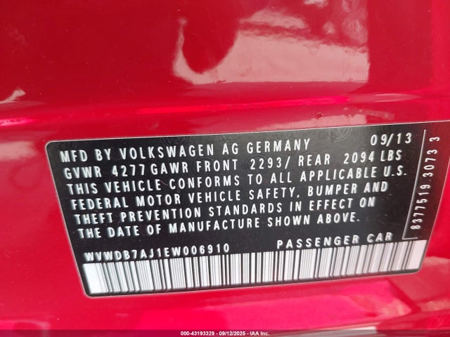 Volkswagen 2014 2014 WVWDB7AJ1EW006910 Image 9