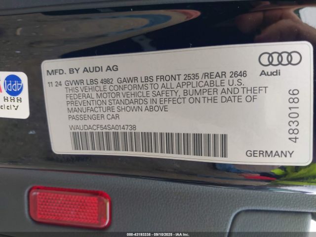 2025 AUDI A5 SPORTBACK WAUDACF54SA014738 Photo 8