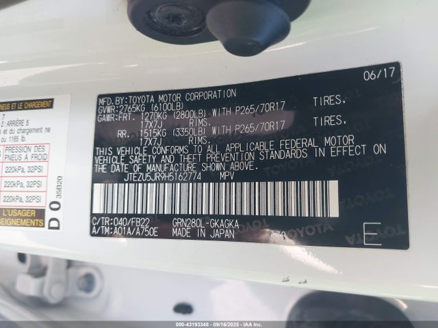 Toyota 1gr-fe 2017 JTEZU5JR9H5162774 Image 9