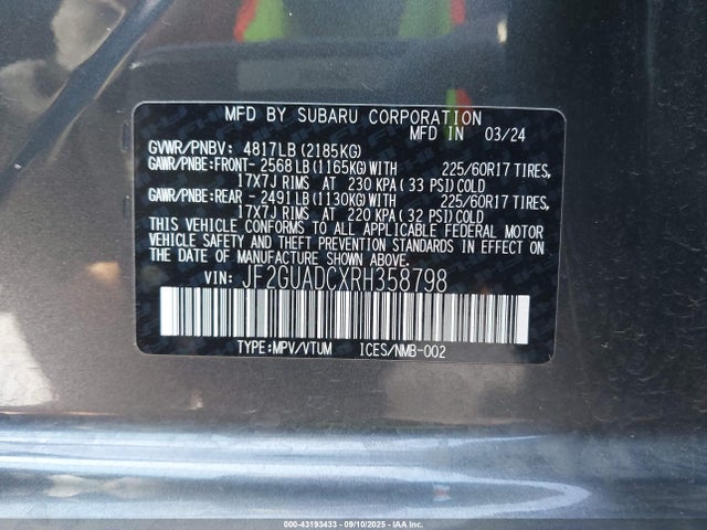 JF2GUADCXRH358798 Subaru na