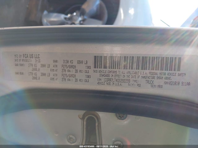 43193495 :رقم المزاد ، 1C6RR7LT4GS292298 vin ، 2016 Ram 1500 Lone Star مزاد بيع