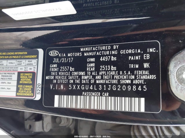 5XXGU4L31JG209845 KIA gdi