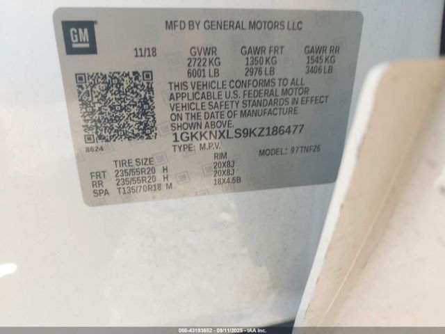 2019 GMC ACADIA 1GKKNXLS9KZ186477 Photo 8