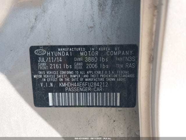 KMHDH4AE6FU284212 Hyundai dohc mpi nu