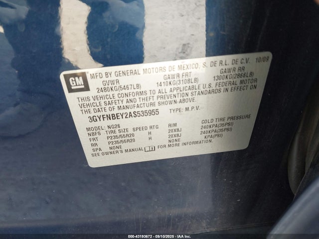 2010 CADILLAC SRX 3GYFNBEY2AS535955 Photo 8