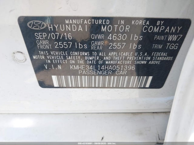 KMHE34L14HA051396 Hyundai gdi nu