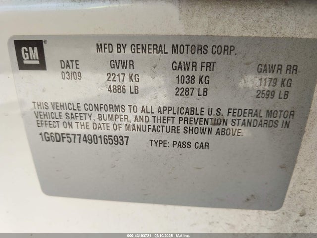 2009 CADILLAC CTS 1G6DF577490165937 Photo 8