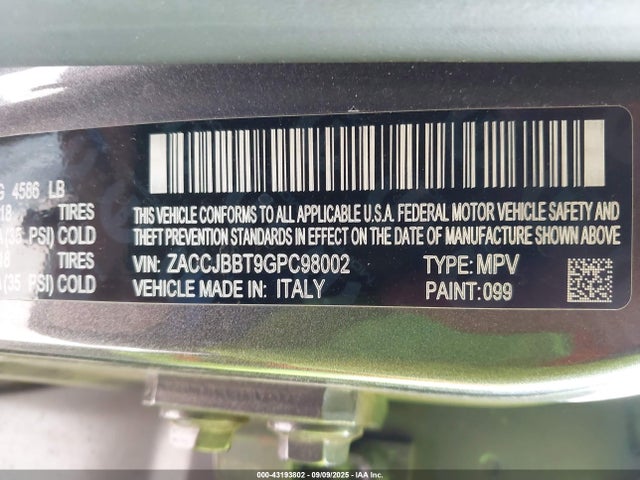 Jeep Renegade 2016 ZACCJBBT9GPC98002 Image 9