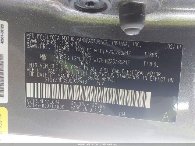 2018 TOYOTA SIENNA 5TDYZ3DC2JS923948 Photo 8