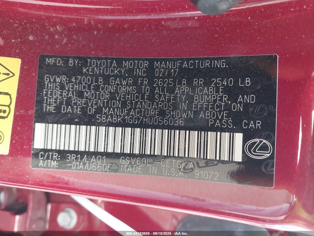 58ABK1GG7HU056036 Lexus 2gr-fe
