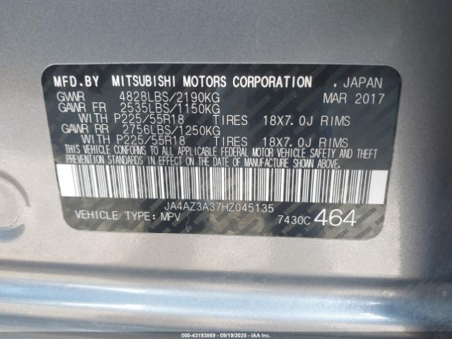 2017 MITSUBISHI OUTLANDER JA4AZ3A37HZ045135 Photo 8
