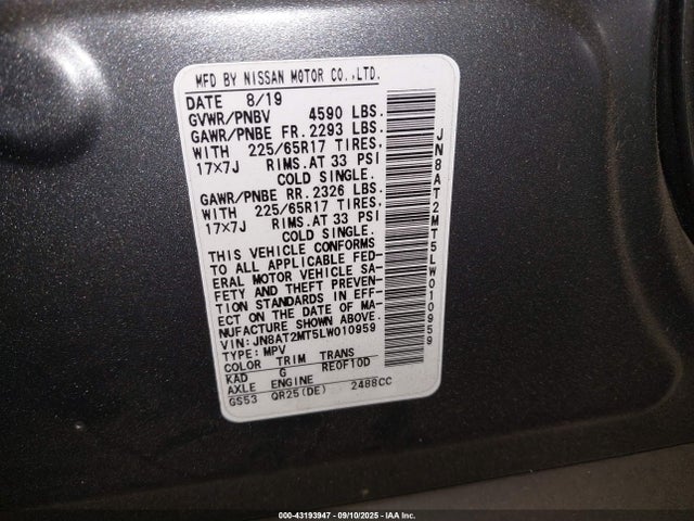 Nissan 2020 2020 JN8AT2MT5LW010959 Image 9