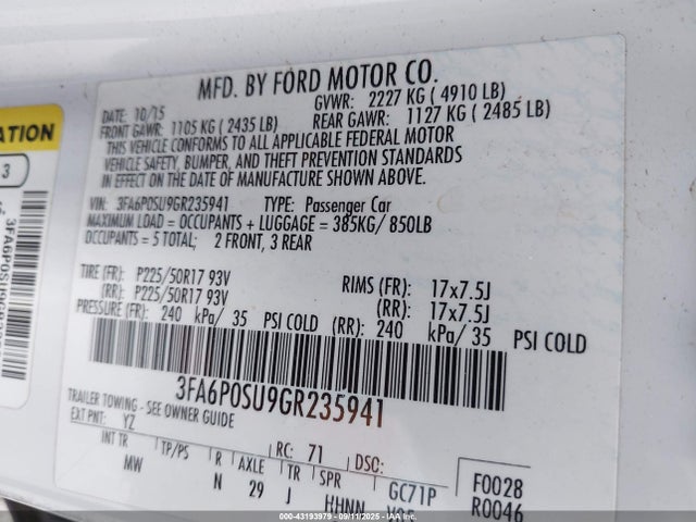 Ford 2016 2016 3FA6P0SU9GR235941 Image 9