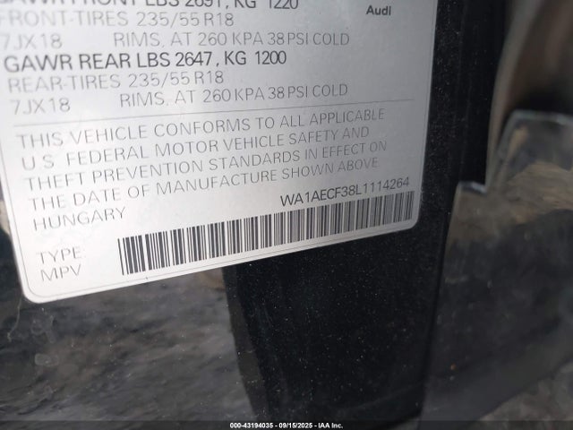 2020 AUDI Q3 WA1AECF38L1114264 Photo 8