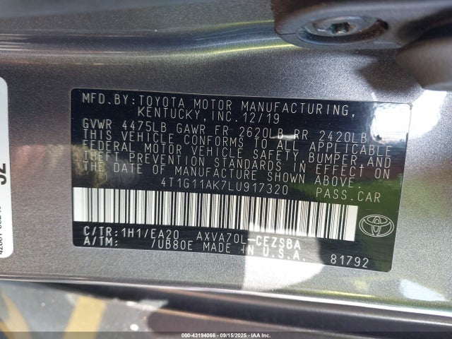 4T1G11AK7LU917320 Toyota a25a-fks