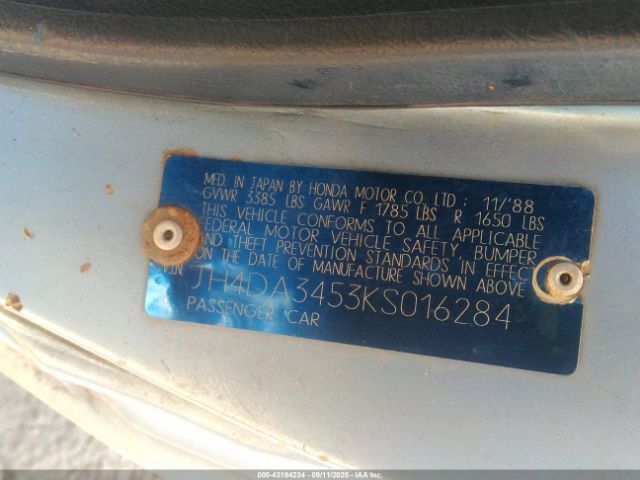 1989 ACURA INTEGRA JH4DA3453KS016284 Photo 8