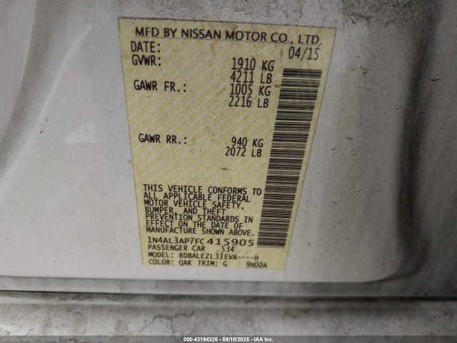 1N4AL3AP7FC415905 Nissan 2015